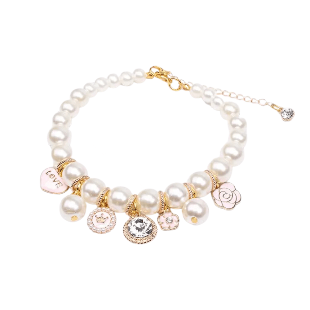 Audrey Pearl Dog Necklace - Pink - Dog Necklaces from . at DoggyTopia