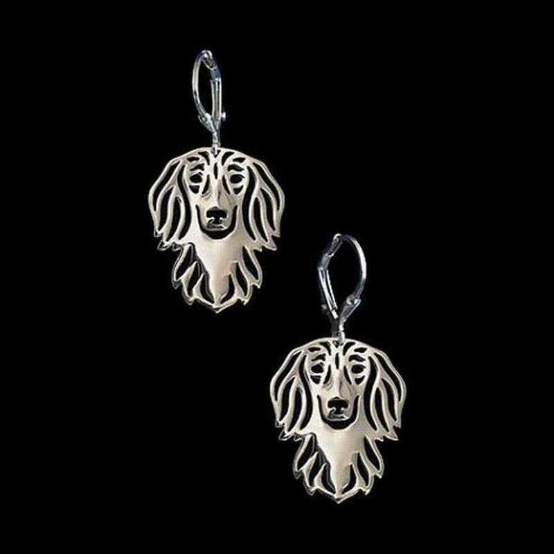 Dog Earrings - Dachshund Long Haired - Earrings from . at DoggyTopia