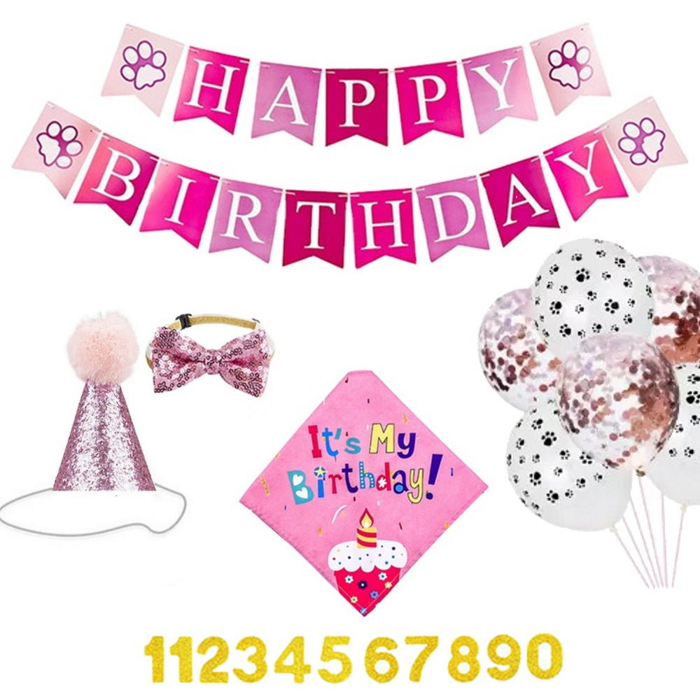 Happy Birthday Celebration Pack - Pink - Party Supplies from . at DoggyTopia