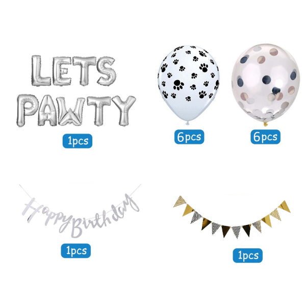 Lets Pawty Party Pack - Silver (34pcs) - Party Balloons from . at DoggyTopia