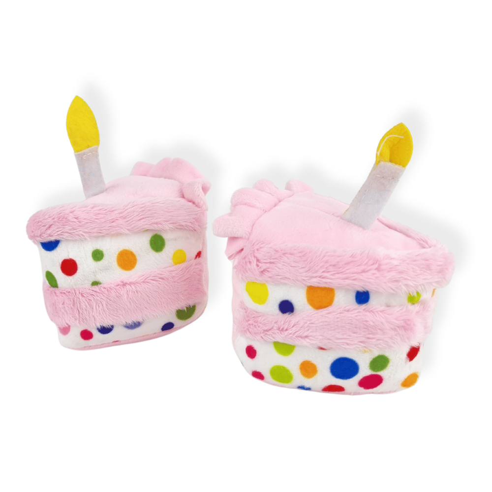 Birthday Cake Slice Dog Toy Pink