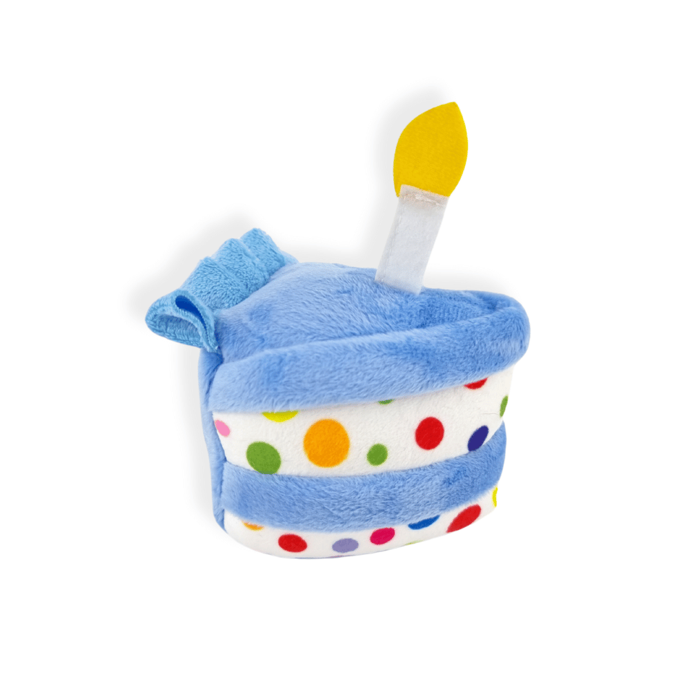 Birthday Cake Slice Dog Toy Blue
