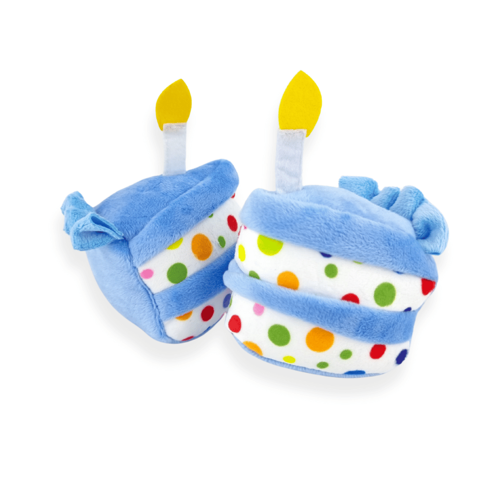 Birthday Cake Slice Dog Toy Blue