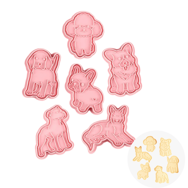 Dogs Cookie Cutter Embosser Set 6pcs