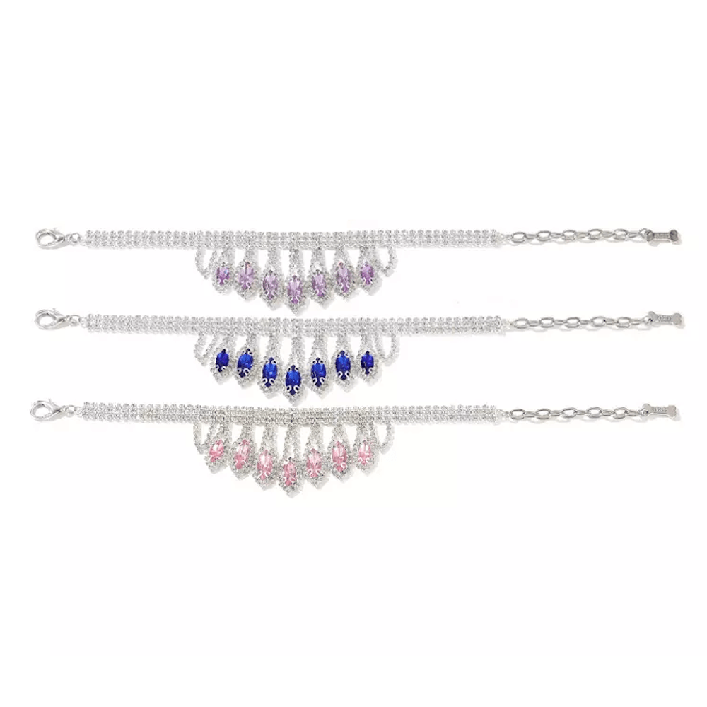 Diamante Tear Drop Dog Necklace - Pink - Dog Necklaces from Sale at DoggyTopia