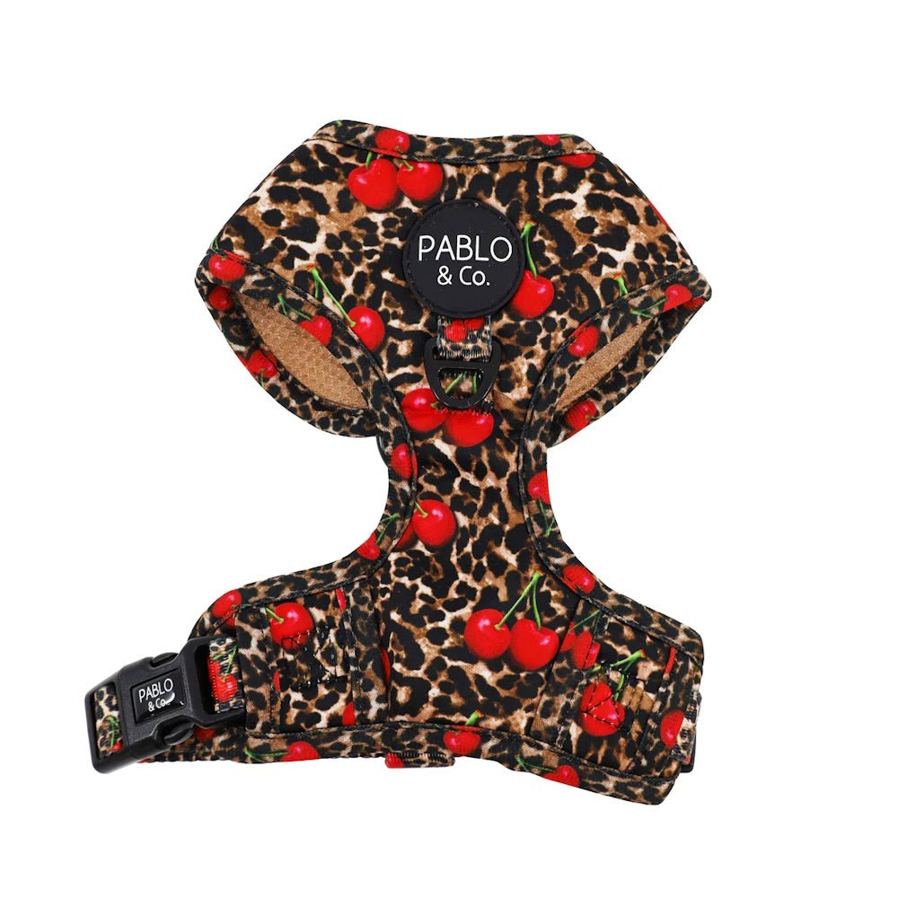 Pablo & Co Leopard Cherries Adjustable Harness - Adjustable Harnesses from Pablo & Co at DoggyTopia