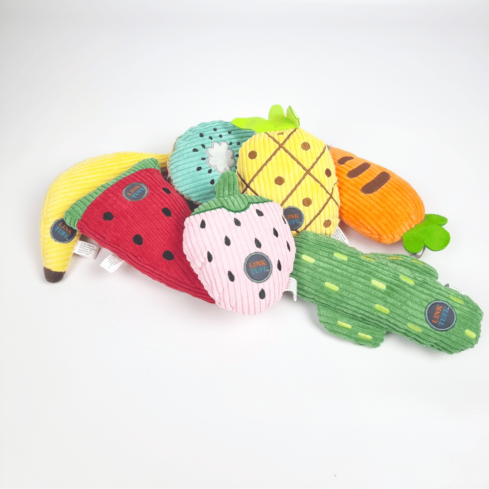 Strawberry Plush Squeaker Dog Toy - Plush Toys from . at DoggyTopia
