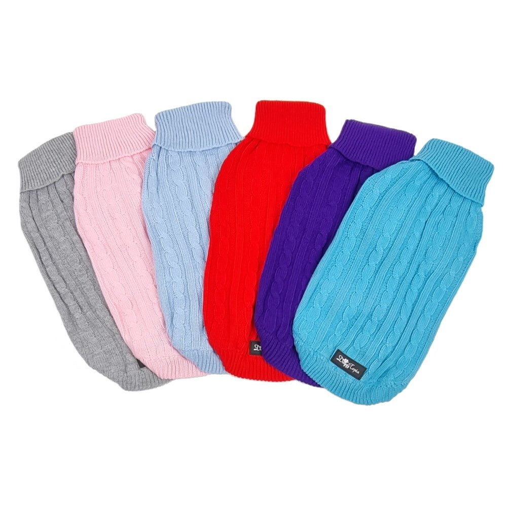 Cable Knit Jumper - Grape - Knit Jumpers from DoggyTopia at DoggyTopia