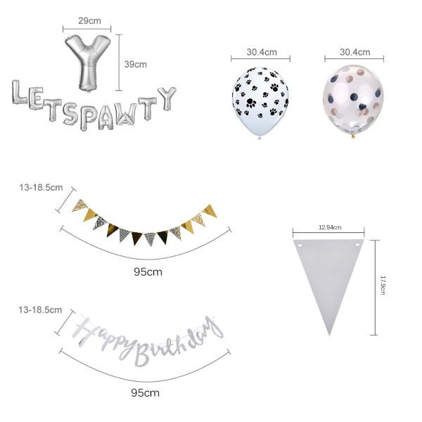 Lets Pawty Party Pack - Gold (34pcs) - Party Balloons from . at DoggyTopia