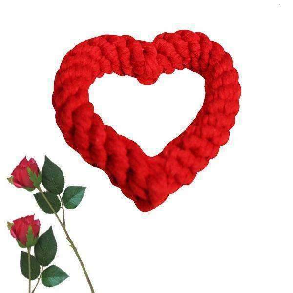 Love Heart Rope Dog Toy - Rope Toys from . at DoggyTopia